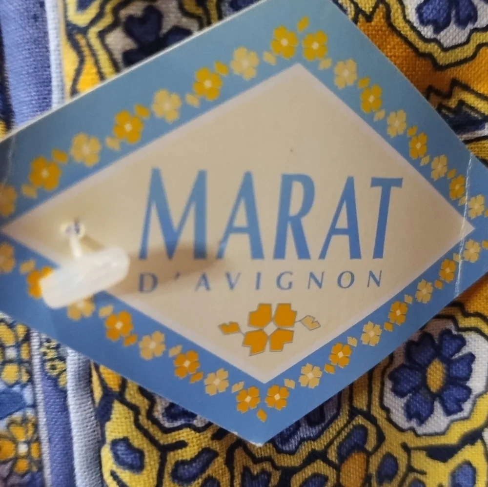 NWT Marat D' Avignon Blue and Yellow Floral Tablecloth